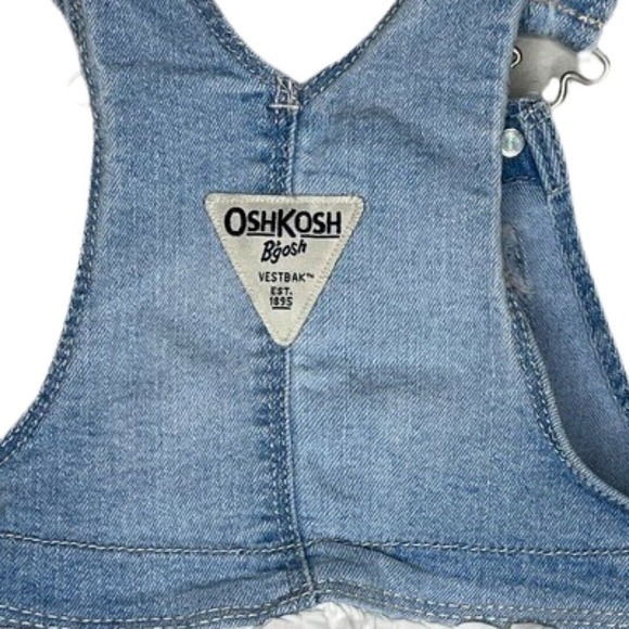 Oshkosh Dress Girls 24 Months‎ Navy Blue Denim White Eyelet Skirt Overalls Boho - Picture 4 of 7